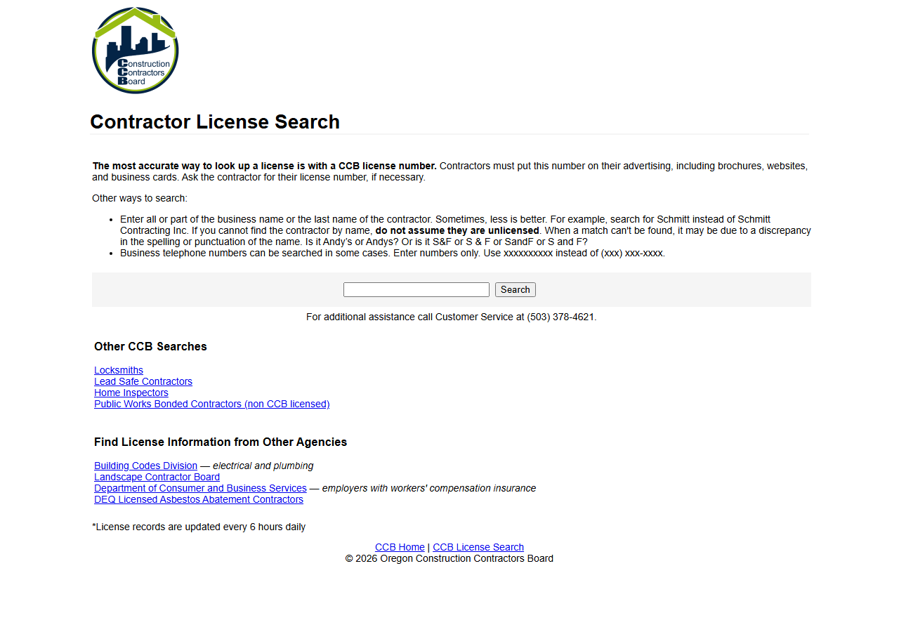 The public search form on Socrata (WA/OR/TX/CT)